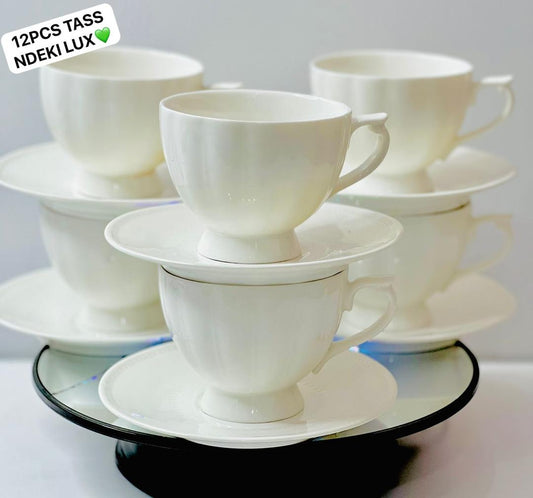 Vaisselle Ensemble service petit déjeuner blanc 12pcs