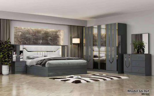 Chambre Chambre à coucher grise dorée 