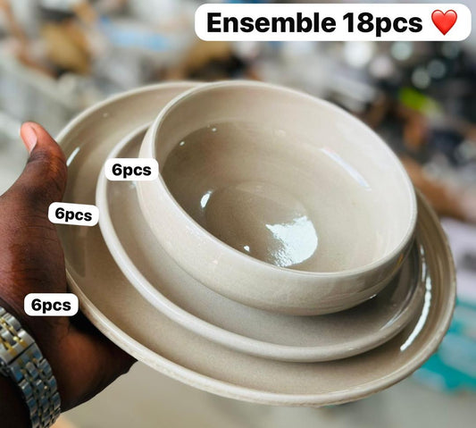 Vaiselle Ensemble Service blanc 18pcs 